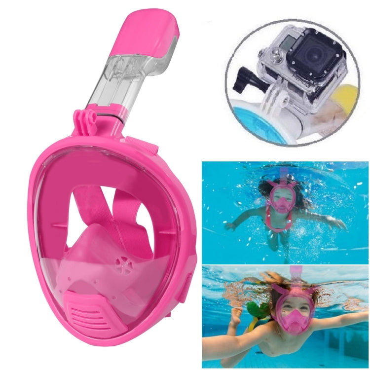 Kids Full Face Snorkel Mask with Camera Mount (Pink)