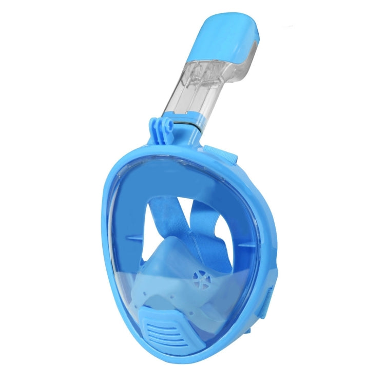 Full Face Kids Snorkel Mask with GoPro, Insta360, and DJI Camera Compatibility (Blue)