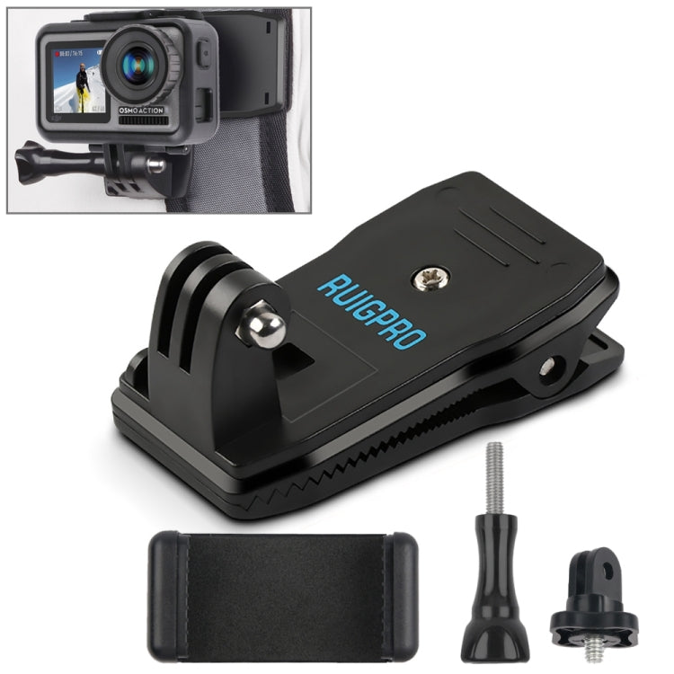 Mount with 360 Degree Rotation for Action Cameras and Phone Clamp