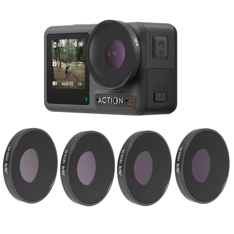 JSR 4 in 1 ND8PL / ND16PL / ND32PL / ND64 PL Lens Filter for DJI Osmo Action 3 / GoPro Hero11 Black / HERO10 Black / HERO9 Black