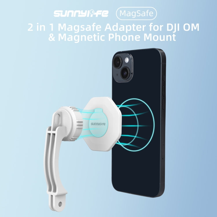 Sunnylife ZJ561 Magsafe Adapter Phone Holder for DJI OM6 / 5 / 4 / 4 SE (White)