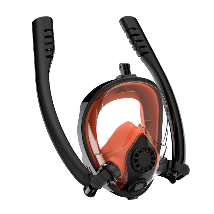 Water Sports Full Face Diving Mask with GoPro Mount, Size:S/M(Black Orange)