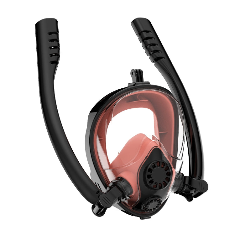 Full Dry Silicone Diving Mask for GoPro and Insta360 - Black Red Coral, Size S/M