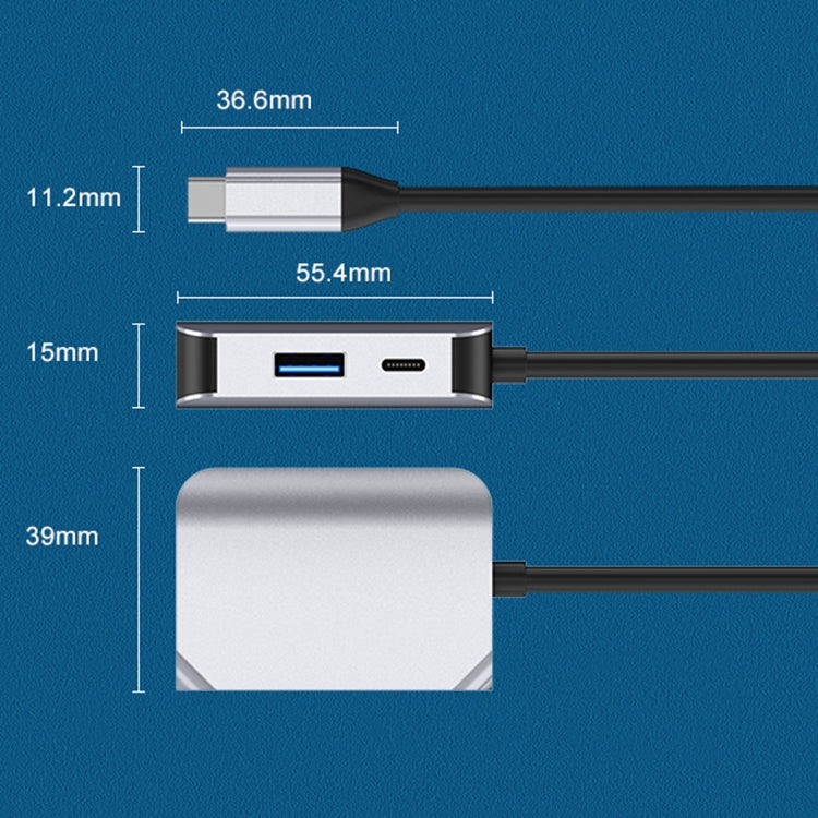 3-in-1 Type-C HDMI PD USB 3.0 Docking Station Adapter - Grey