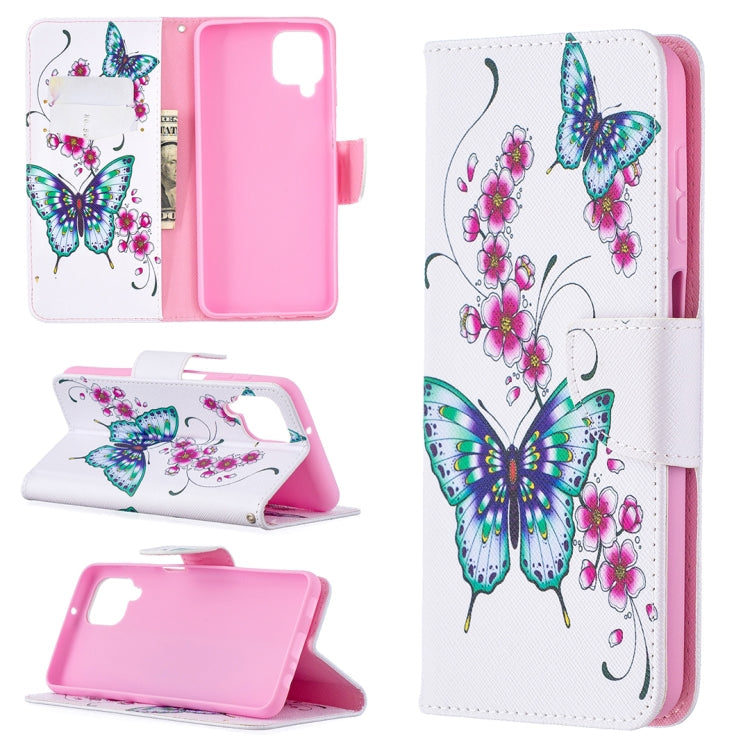 Leather Case with Card Slots for Samsung Galaxy A12(GameObject of Two Butterflies)