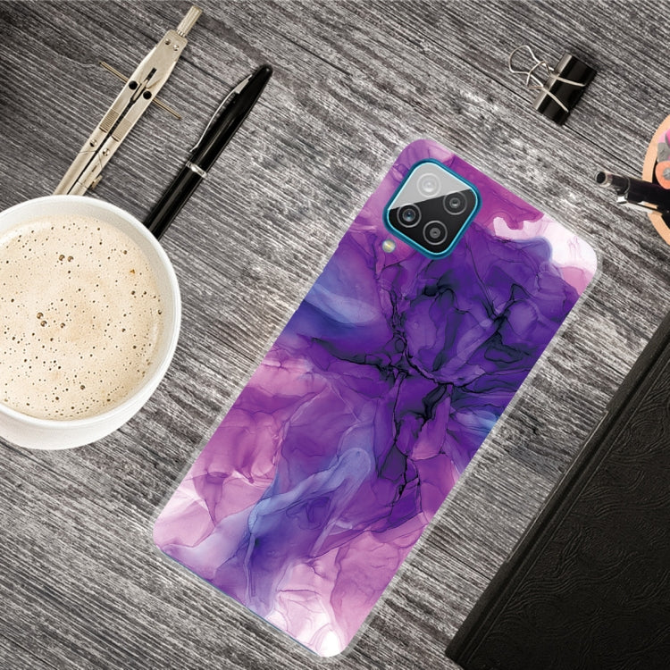 Samsung Galaxy A12 Marble Shockproof TPU Protective Case - Abstract Purple