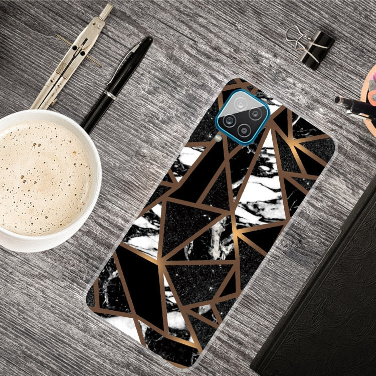 Marble Shockproof TPU Protective Case for Samsung Galaxy A12 (Rhombus Black)