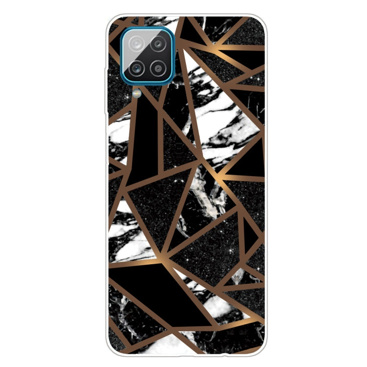 Marble Shockproof TPU Protective Case for Samsung Galaxy A12 (Rhombus Black)
