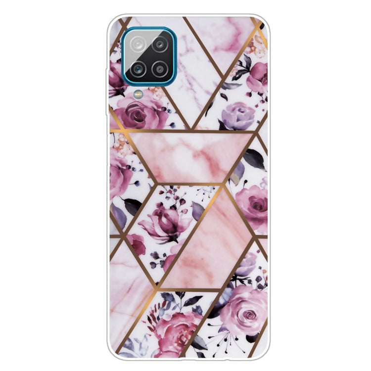 Marble Shockproof TPU Protective Case for Samsung Galaxy A12 (Rhombus Rose)