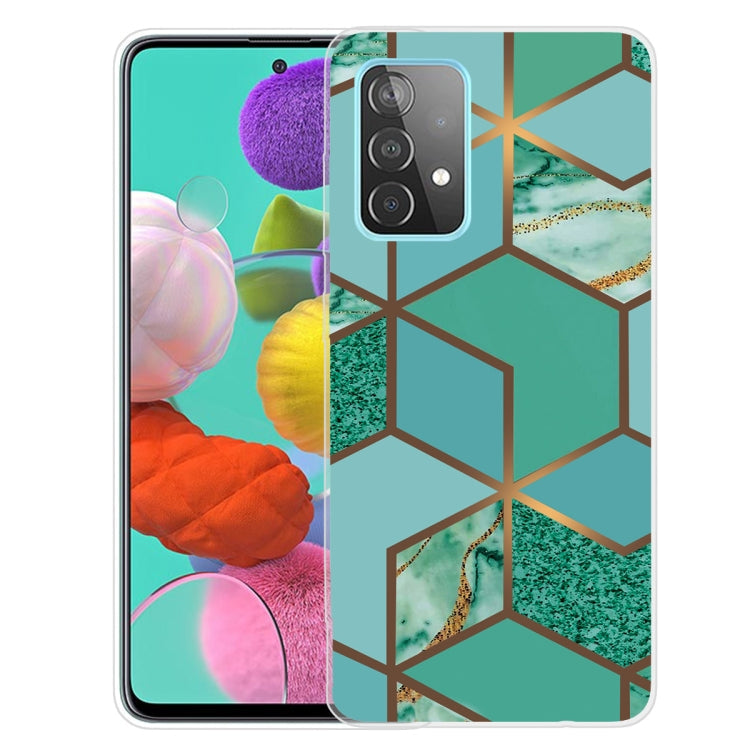 Marble Shockproof TPU Protective Case for Samsung Galaxy A32 5G (Rhombus Green)