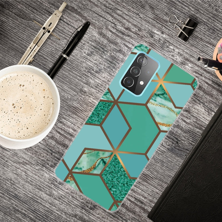Marble Shockproof TPU Protective Case for Samsung Galaxy A32 5G (Rhombus Green)