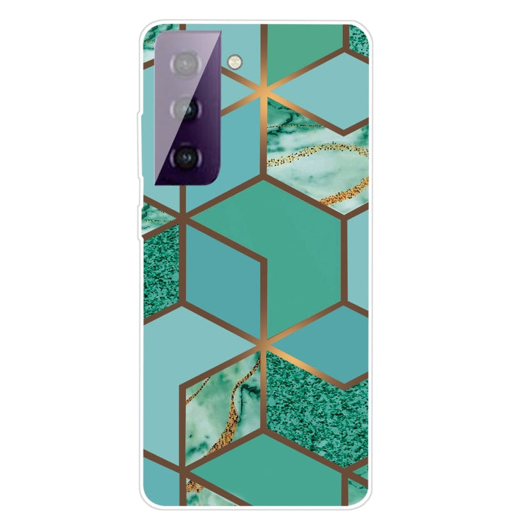 Marble Shockproof TPU Protective Case for Samsung Galaxy S21 5G (Rhombus Green)