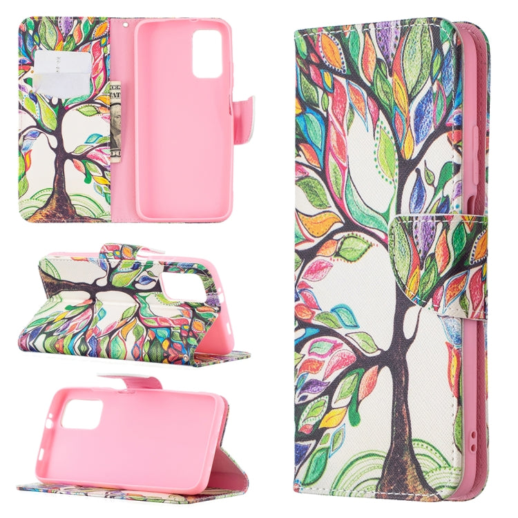 Colorful Tree Life Flip Leather Case with Holder, Card Slots, and Wallet for Xiaomi Poco M3