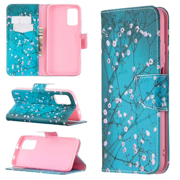 Plum Blossom Colored Drawing Pattern Leather Case for Xiaomi Poco M3