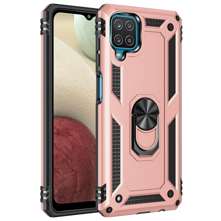 Rose Gold Shockproof TPU + PC Protective Case with 360 Degree Rotating Holder for Samsung Galaxy A12 5G
