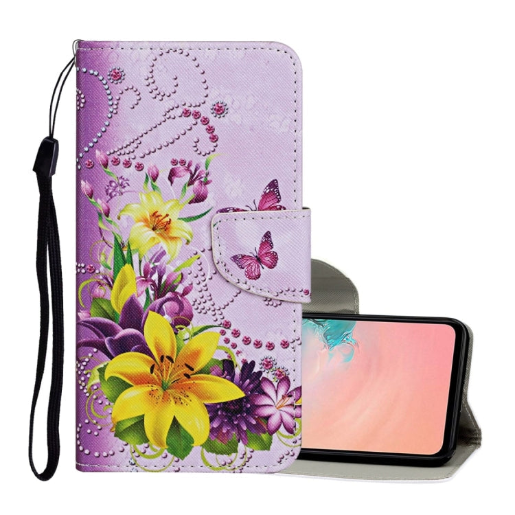 Yellow Flower Butterfly Samsung Galaxy A12 Leather Case with Holder & Card Slots & Wallet & Lanyard