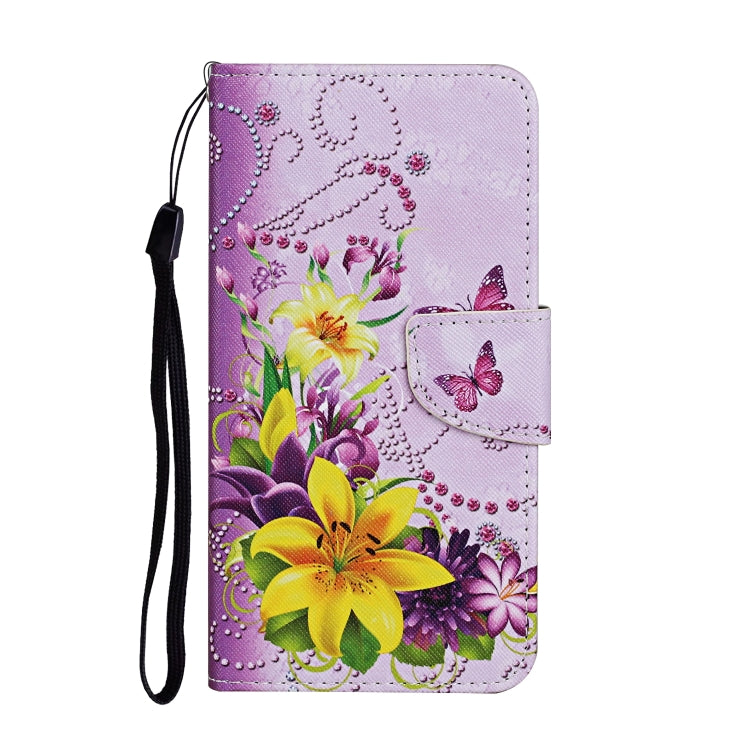 Yellow Flower Butterfly Samsung Galaxy A12 Leather Case with Holder & Card Slots & Wallet & Lanyard