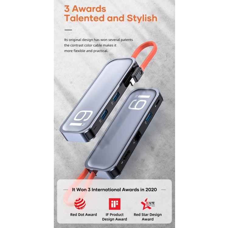 ROCK TR06 6 In 1 Type-C / USB-C to RJ45 Multi-function Docking Station with Versatile Connectivity