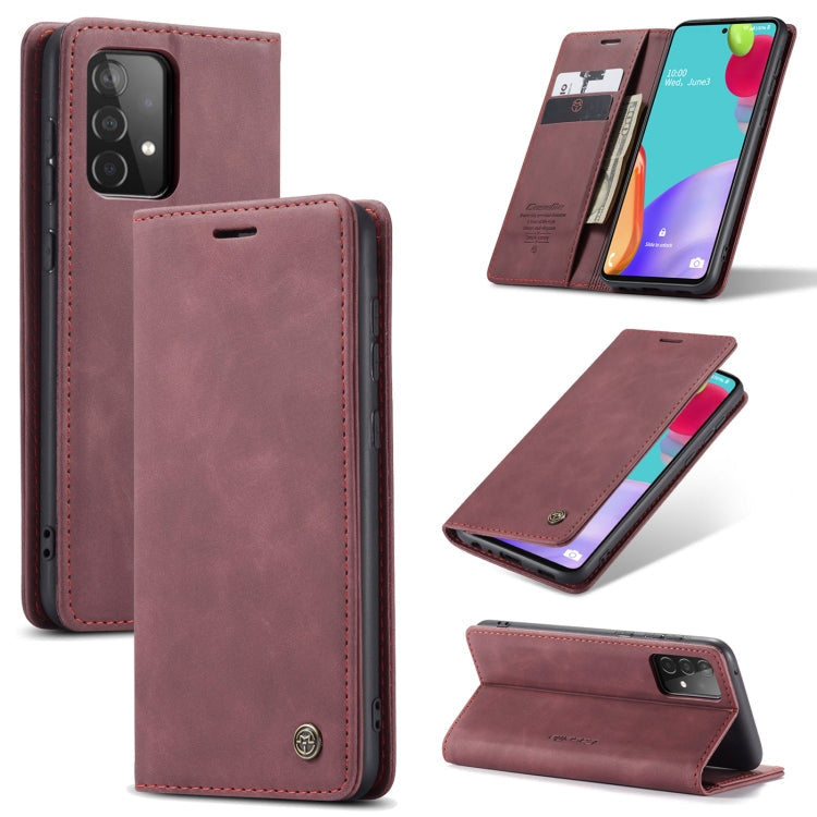 Multi-Functional Wine Red Leather Case for Samsung Galaxy A52 5G / 4G