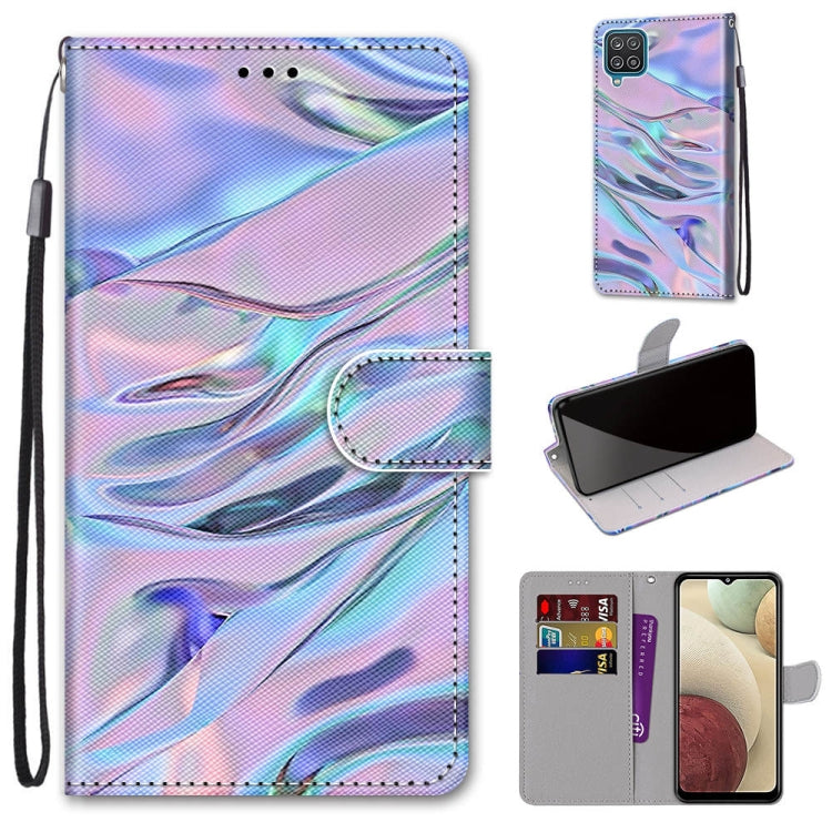 Fluorescent Water Texture PU Leather Case for Samsung Galaxy A12 / M12 with Card Slots & Lanyard