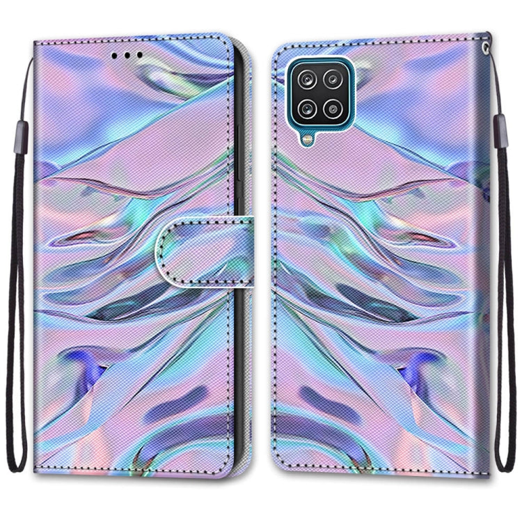 Fluorescent Water Texture PU Leather Case for Samsung Galaxy A12 / M12 with Card Slots & Lanyard