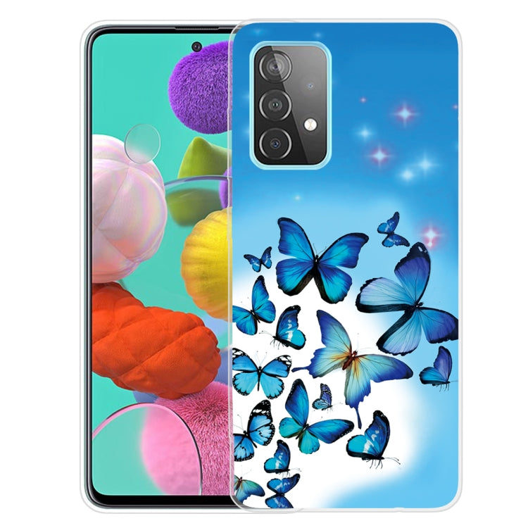 Samsung Galaxy A32 4G Shockproof Transparent TPU Case with Blue Butterfly Design