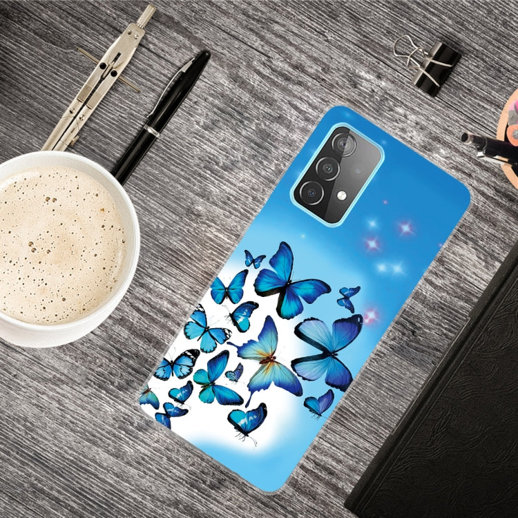 Samsung Galaxy A32 4G Shockproof Transparent TPU Case with Blue Butterfly Design