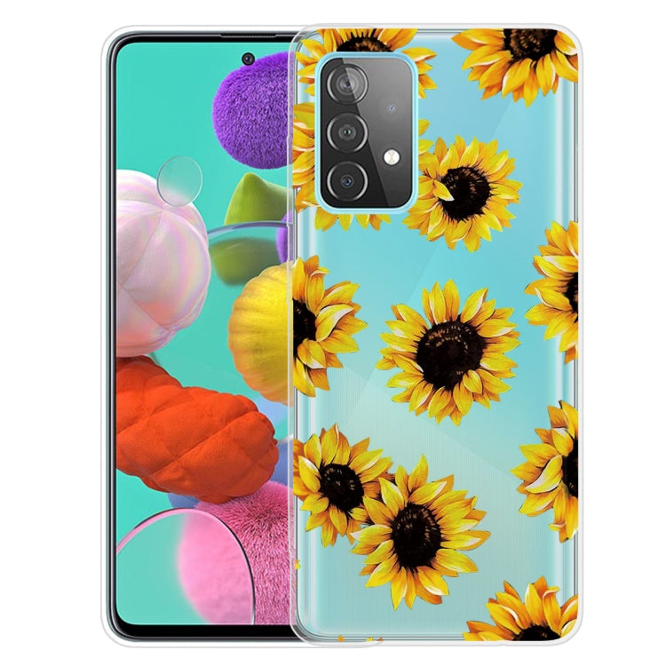 Yellow Chrysanthemum Shockproof Painted Transparent TPU Protective Case for Samsung Galaxy A32 4G