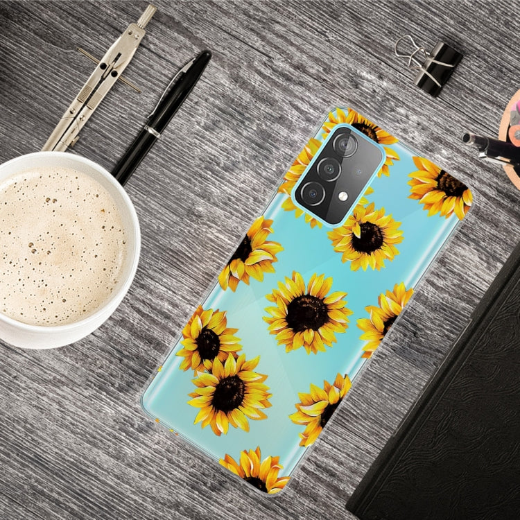 Yellow Chrysanthemum Shockproof Painted Transparent TPU Protective Case for Samsung Galaxy A32 4G