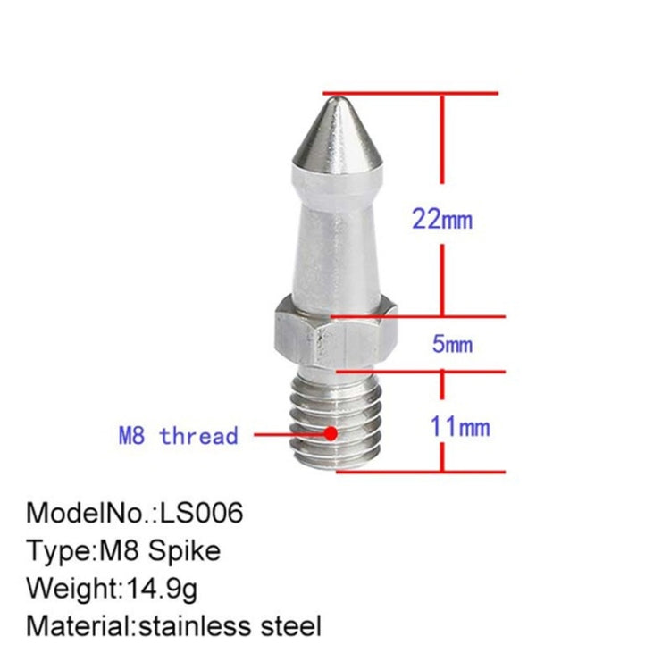Stainless Steel M8 inch Feet Screws for SLR Tripod by BEXIN LS006 - Set of 2