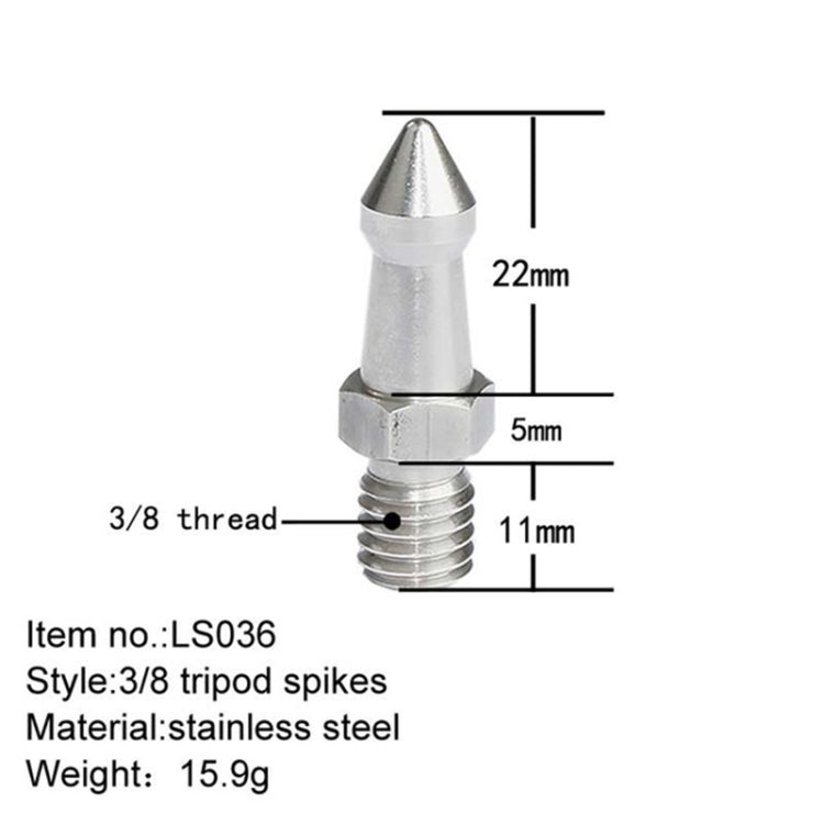 Stainless Steel Lightweight 3/8 inch Feet Screws for SLR Tripod