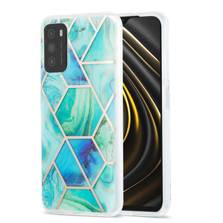 3D Electroplating Marble TPU Case for Xiaomi Poco M3/Note 9 4G/Redmi 9 Power/Redmi 9T (Green)