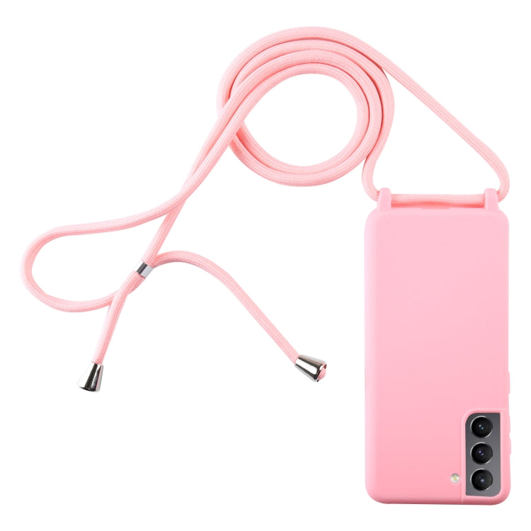 Candy Colors TPU Protective Case with Lanyard for Samsung Galaxy S21 5G (Pink)