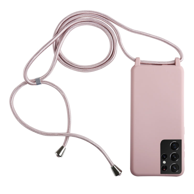 Rose Gold TPU Protective Case with Lanyard for Samsung Galaxy S21 Ultra 5G