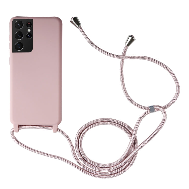 Rose Gold TPU Protective Case with Lanyard for Samsung Galaxy S21 Ultra 5G