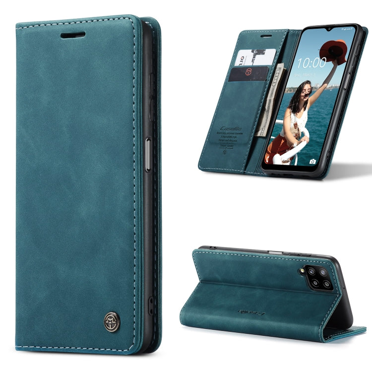 Samsung Galaxy A12 Multifunctional Blue Leather Case with Holder & Card Slot & Wallet
