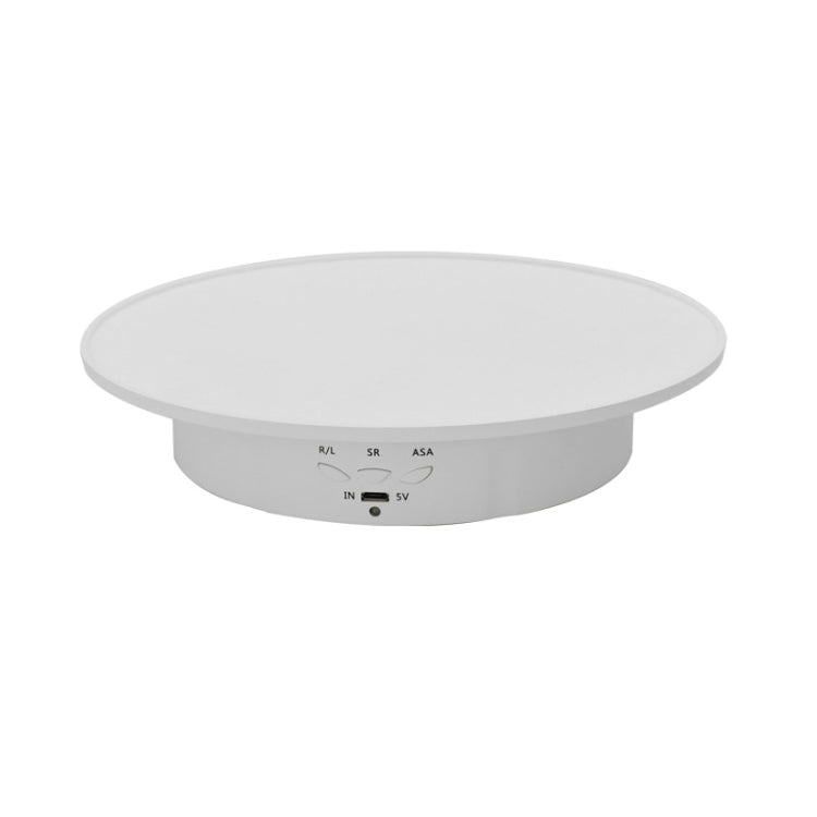 20cm USB Electric Rotating Turntable Display Stand for Photography and Product Displays - White Base with White Velvet