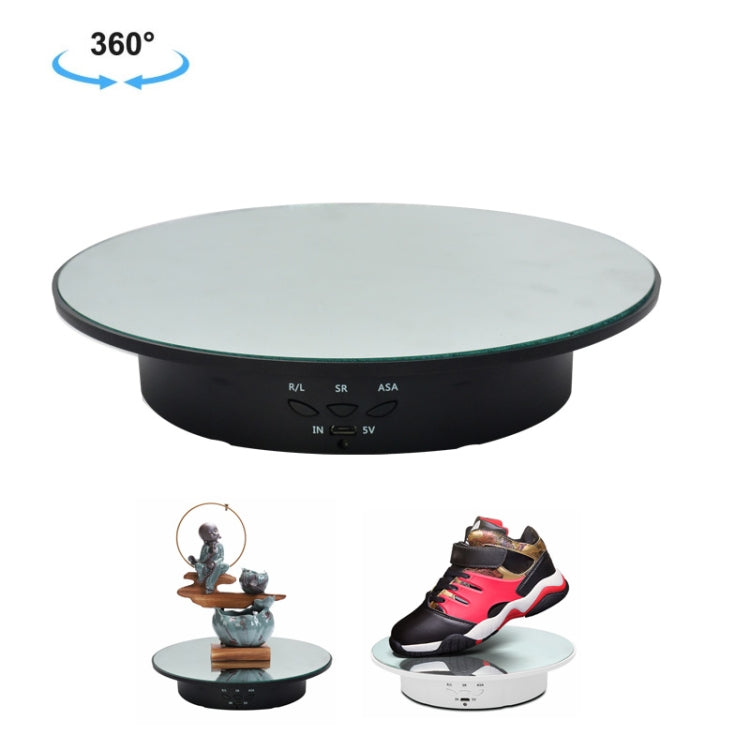 USB Electric Rotating Turntable Display Stand for Photography - Black Mirror