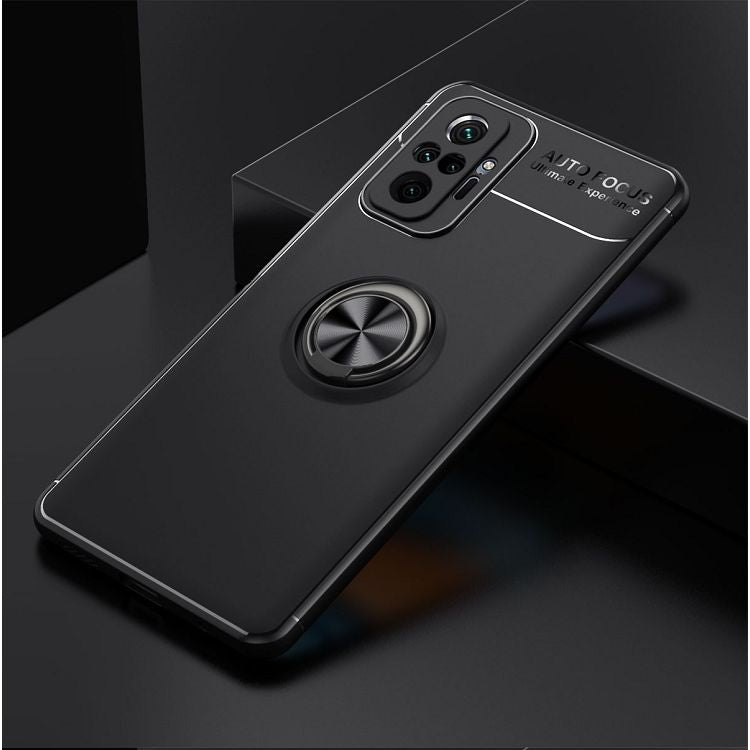 Metal Ring Holder 360 Degree Rotating TPU Case for Xiaomi Redmi Note 10 Pro (Black)
