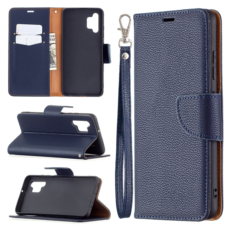 Litchi Texture Pure Color Leather Case for Samsung Galaxy A32 4G - Dark Blue
