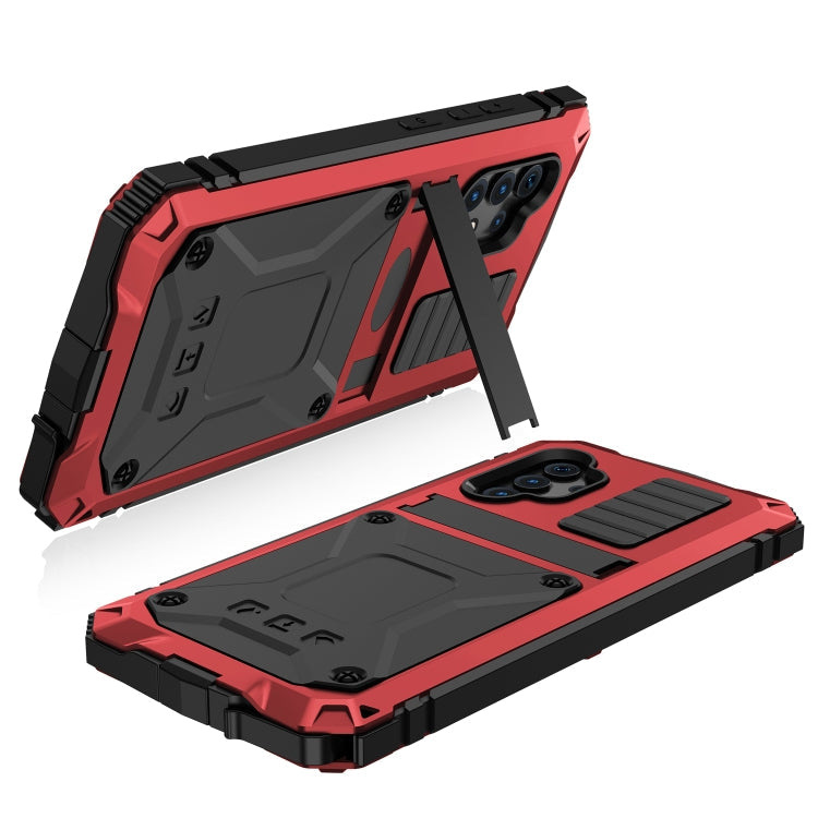 Waterproof Shockproof Dustproof Metal + Silicone Protective Case with Holder for Samsung Galaxy A32 4G (Red)