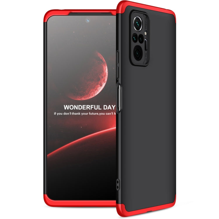 GKK Three Stage Splicing Full Coverage PC Protective Case for Xiaomi Redmi Note 10 Pro/Pro Max - Black Red