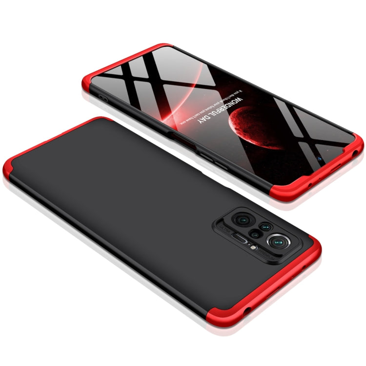 GKK Three Stage Splicing Full Coverage PC Protective Case for Xiaomi Redmi Note 10 Pro/Pro Max - Black Red