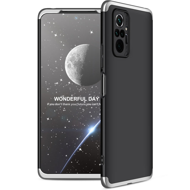 GKK Three Stage Splicing Full Coverage PC Protective Case for Xiaomi Redmi Note 10 Pro/Note 10 Pro Max (Black Silver)