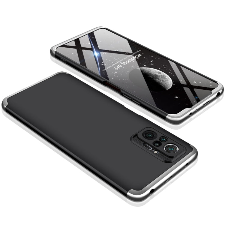 GKK Three Stage Splicing Full Coverage PC Protective Case for Xiaomi Redmi Note 10 Pro/Note 10 Pro Max (Black Silver)