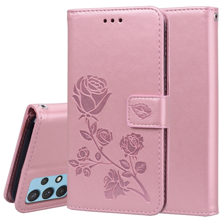 Rose Gold Embossed Horizontal Flip Leather Case for Samsung Galaxy A32 4G with Holder & Card Slots & Wallet