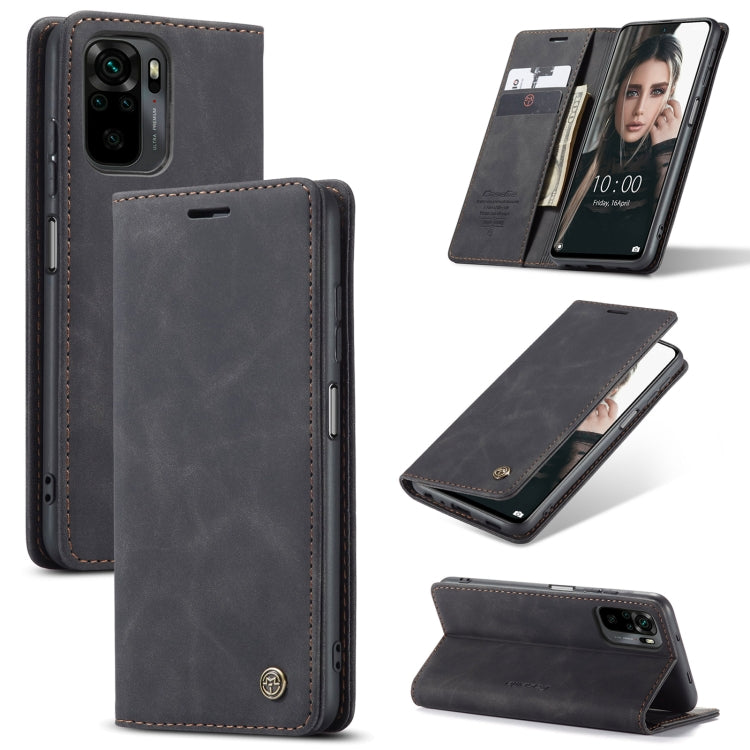 Xiaomi Redmi Note 10 4G / Note 10s Leather Flip Case with Holder & Card Slot (Black)