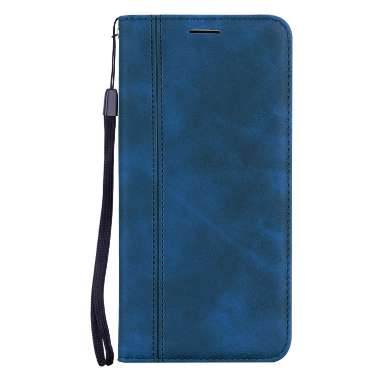 Blue Magnetic Horizontal Flip PU Leather Case for Xiaomi Redmi Note 10 Pro with Card Slot & Lanyard