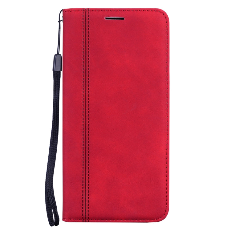 Red Frosted Business Magnetic Horizontal Flip PU Leather Case for Xiaomi Redmi Note 10 Pro