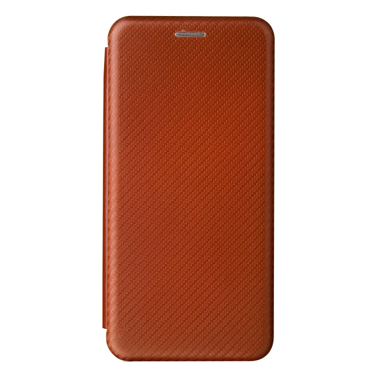 Carbon Fiber Texture Horizontal Flip Case for Samsung Galaxy S21 FE with Card Slot - Brown